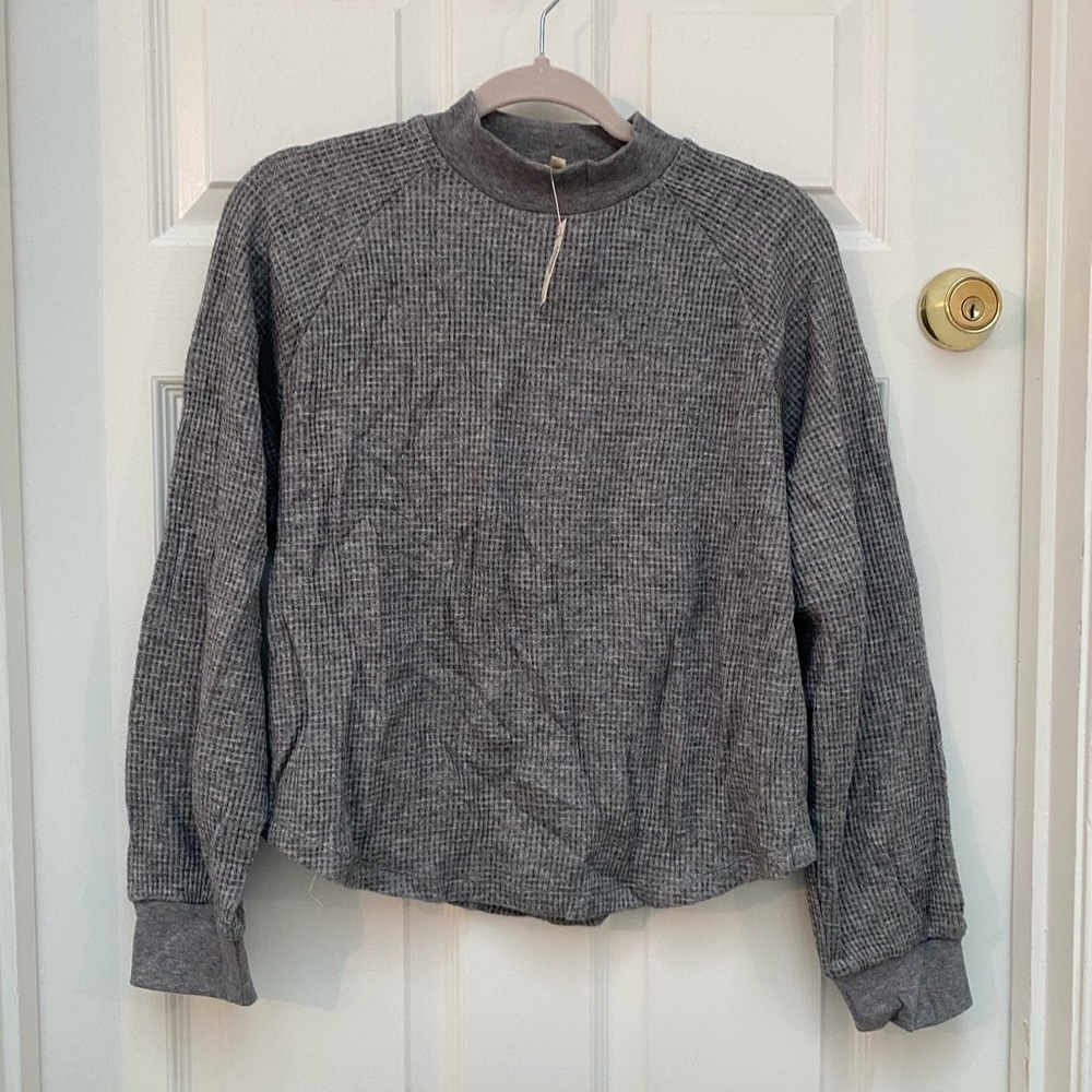 NWT Madewell Charcoal Waffle Knit Top - Medium